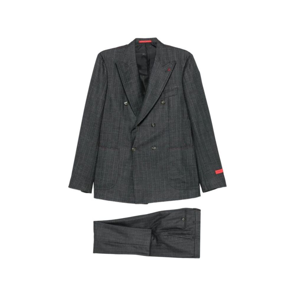 Isaia Grey Suits - Double  Breasted Suits Men